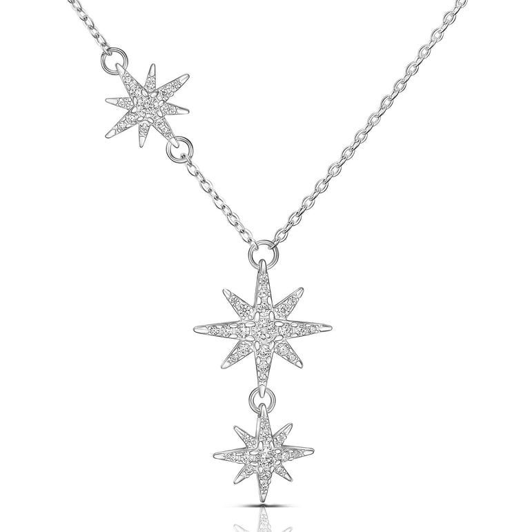 CZ Falling Star Necklace Silver Star Jewelry Pendant Necklace