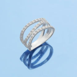 CZ Three Layer Coil Wrap Sterling Silver Ring Ring
