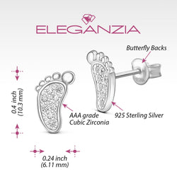 CZ Baby Feet Sterling Silver Stud Earrings Stud Earrings