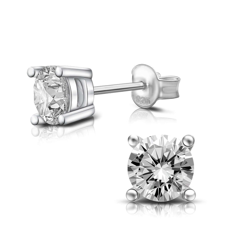 Minimalist CZ Stud Earrings Sterling Silver Stud Earrings