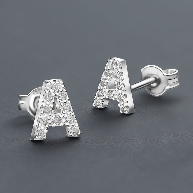 Initial Earrings Sterling Silver Stud Earrings Stud Earrings