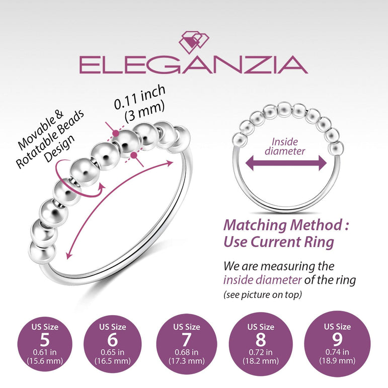 Anti Anxiety Ring Bead Stress Relief Ring Sterling Silver Stacking Ring