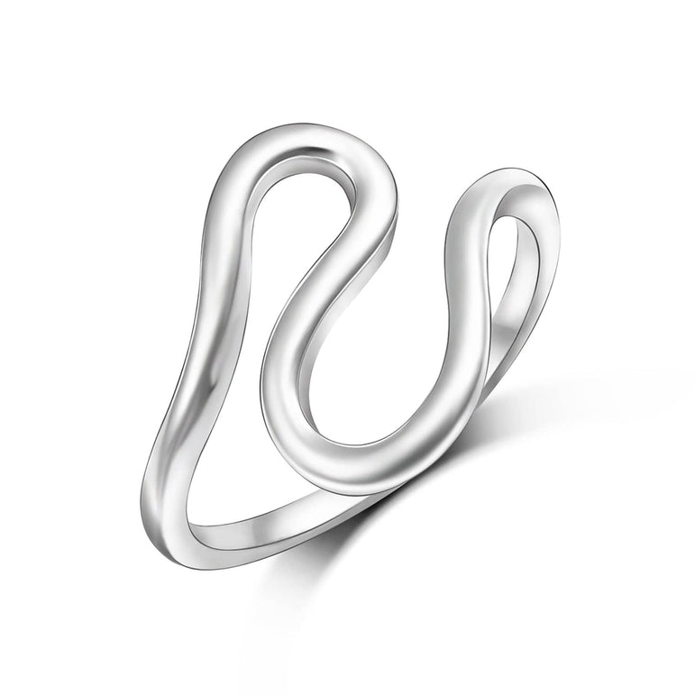 Swirling Wave Sterling Silver Ring Ring