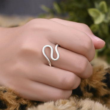 Swirling Wave Sterling Silver Ring Ring