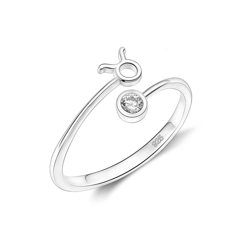 Taurus Ring Sterling Silver Adjustable Zodiac Sign Ring Ring