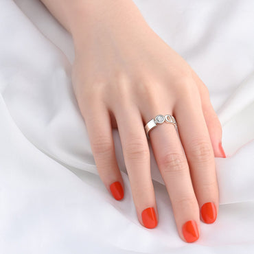 CZ I Do Silver Couple Commitment Rings for Her Promise Ring