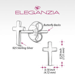 Small Cross Earrings Stud Sterling Silver Stud Earrings