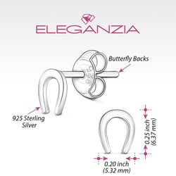 U Shaped Horseshoe Earrings Stud Sterling Silver Stud Earrings
