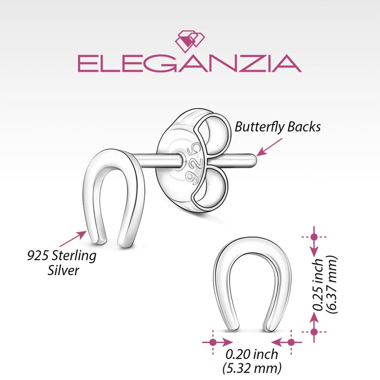 U Shaped Horseshoe Earrings Stud Sterling Silver Stud Earrings
