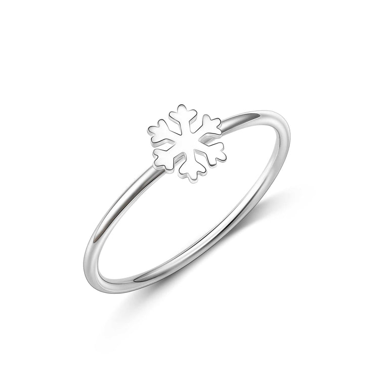 Tiny Winter Snowflake Ring Sterling Silver Stacking Ring