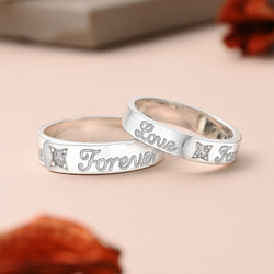 Together Forever Silver Matching Couple Rings Set Couple Ring