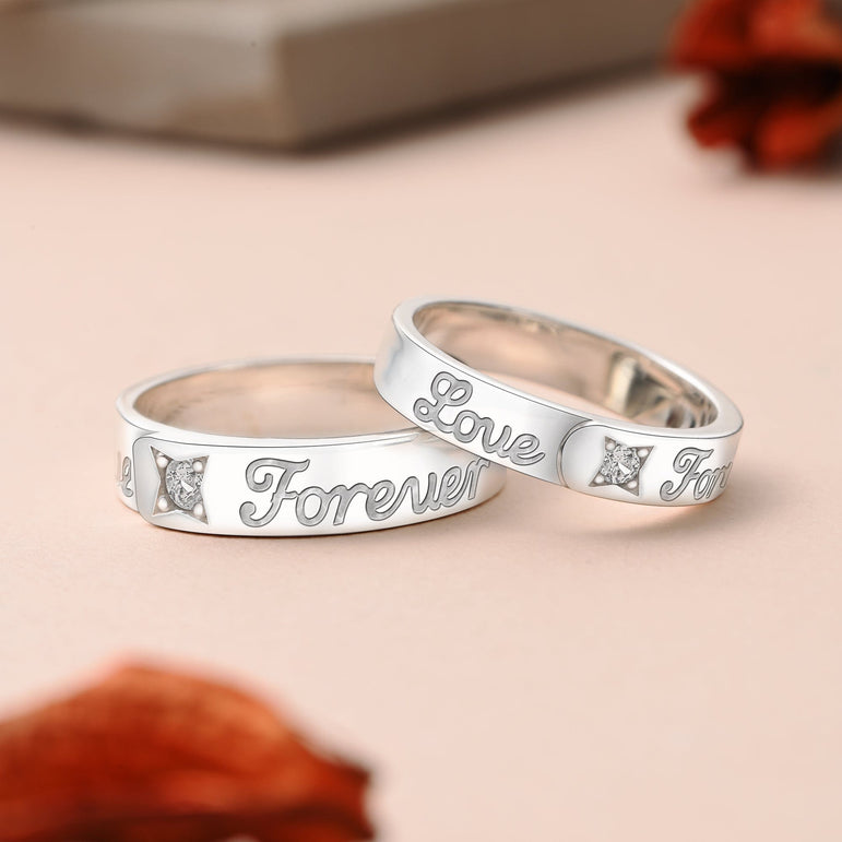 Together Forever Silver Matching Couple Rings Set Couple Ring
