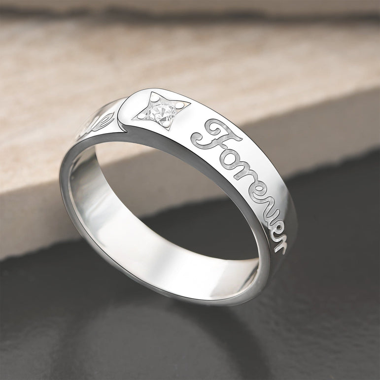 Together Forever Silver Promise Rings for Her Promise Ring