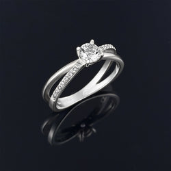 Round Cut Twisted Solitaire Engagement Ring Sterling Silver Promise Ring