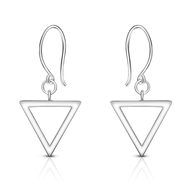 Geometric Triangle Sterling Silver Dangle Earrings Drop Earrings