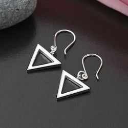 Geometric Triangle Sterling Silver Dangle Earrings Drop Earrings