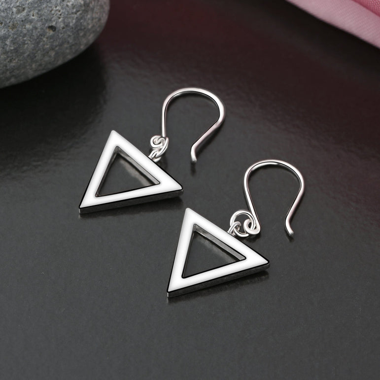Geometric Triangle Sterling Silver Dangle Earrings Drop Earrings