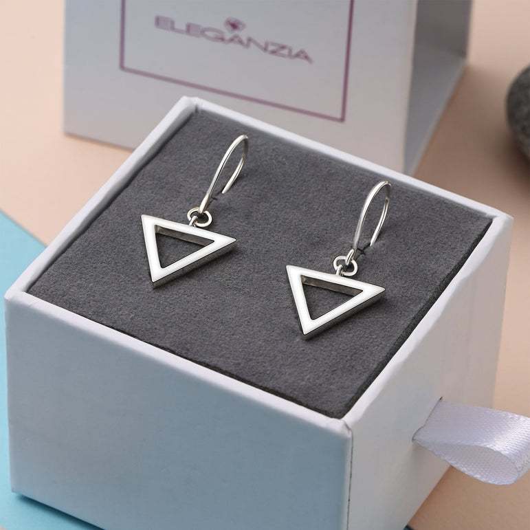 Geometric Triangle Sterling Silver Dangle Earrings Drop Earrings
