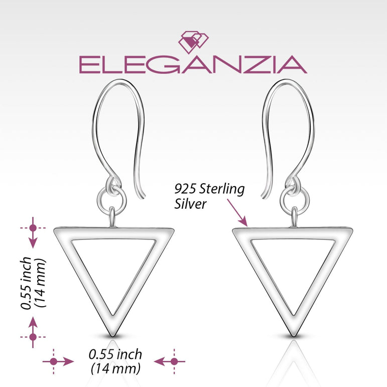 Geometric Triangle Sterling Silver Dangle Earrings Drop Earrings