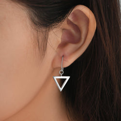 Geometric Triangle Sterling Silver Dangle Earrings Drop Earrings