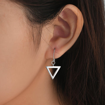 Geometric Triangle Sterling Silver Dangle Earrings Drop Earrings