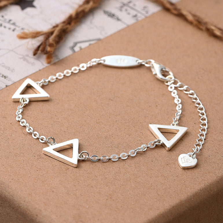 Geometric Triangle Sterling Silver Bracelet Chain Bracelet