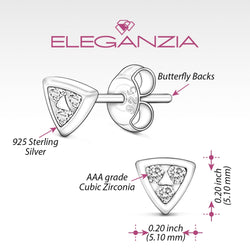 CZ Geometric Triangle Stud Earrings Sterling Silver Stud Earrings