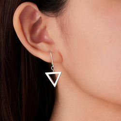 Geometric Triangle Sterling Silver Dangle Earrings Drop Earrings