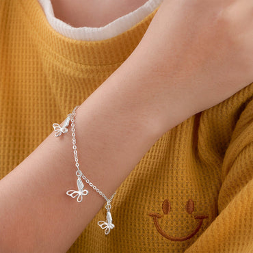 CZ Open Wings Butterfly Bracelet Sterling Silver Bracelet
