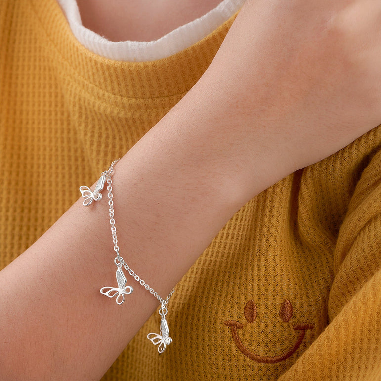 CZ Open Wings Butterfly Bracelet Sterling Silver Bracelet