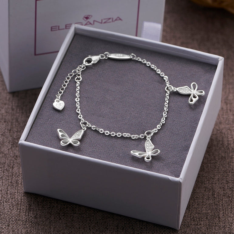 CZ Open Wings Butterfly Bracelet Sterling Silver Bracelet