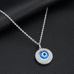 Blue Evil Eye Necklace Sterling Silver Pendant Necklace