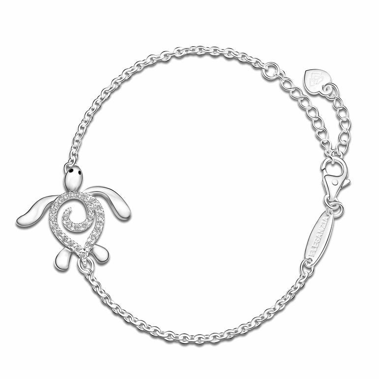 CZ Spiral Shell Turtle Sterling Silver Bracelet Bracelet