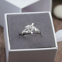 CZ Spiral Shell Turtle Sterling Silver Ring Ring