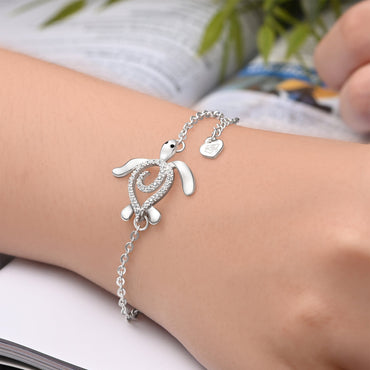CZ Spiral Shell Turtle Sterling Silver Bracelet Bracelet