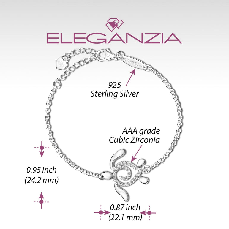 CZ Spiral Shell Turtle Sterling Silver Bracelet Bracelet
