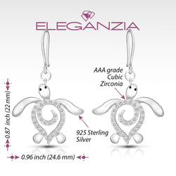 CZ Spiral Shell Turtle Dangling Earrings Silver Drop Earrings