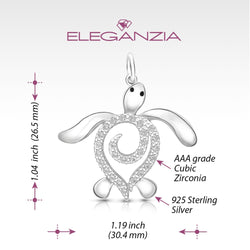 CZ Spiral Shell Turtle Sterling Silver Pendant Pendant
