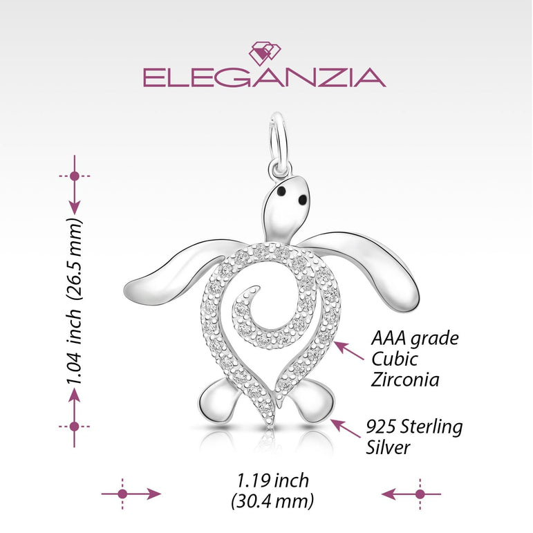 CZ Spiral Shell Turtle Sterling Silver Pendant Pendant
