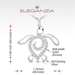 CZ Spiral Shell Turtle Sterling Silver Necklace Pendant Necklace
