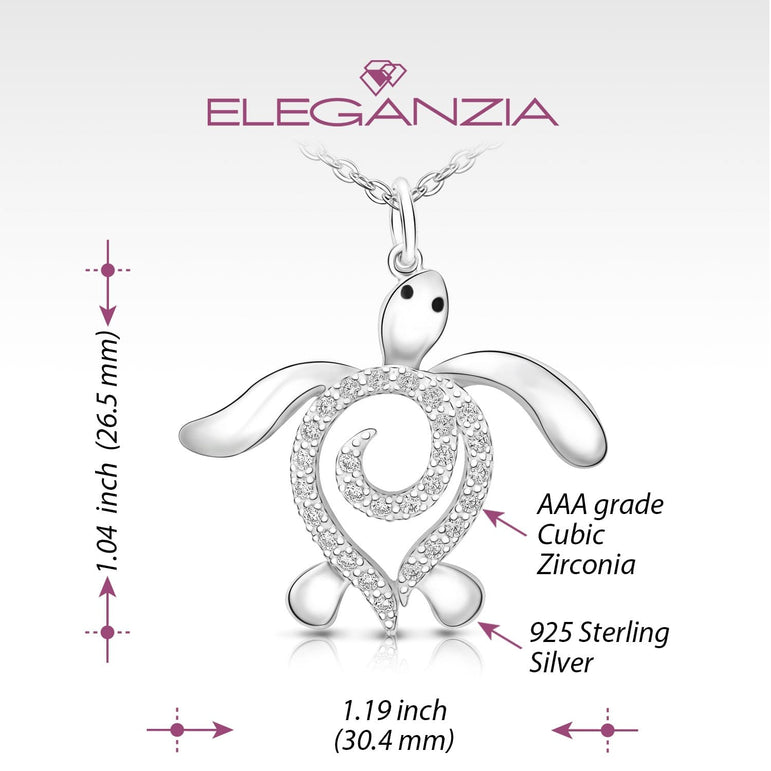 CZ Spiral Shell Turtle Sterling Silver Necklace Pendant Necklace