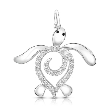CZ Spiral Shell Turtle Sterling Silver Pendant Pendant