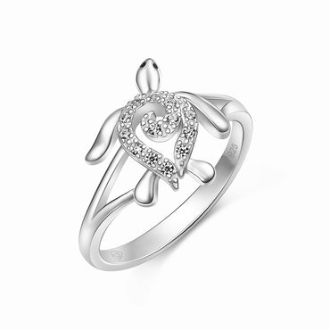 CZ Spiral Shell Turtle Sterling Silver Ring Ring