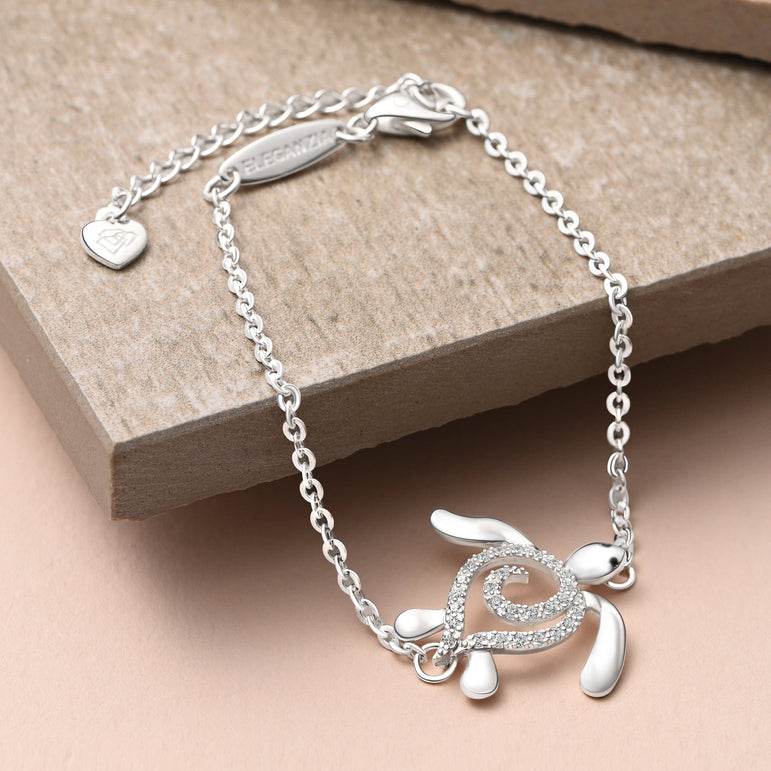 CZ Spiral Shell Turtle Sterling Silver Bracelet Bracelet