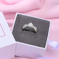 Twist Criss Cross Cubic Zirconia Engagement Ring Sterling Silver Promise Ring