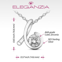 CZ Twist Swirl Tear Drop Necklace Silver Pendant Necklace
