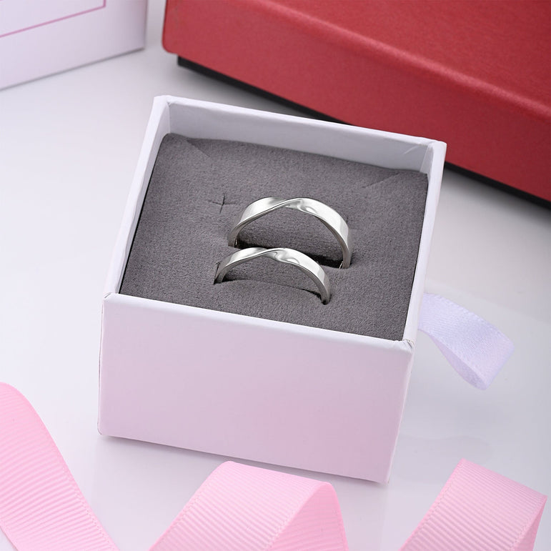 Twisted Romance Matching Couple Rings Set Couple Ring