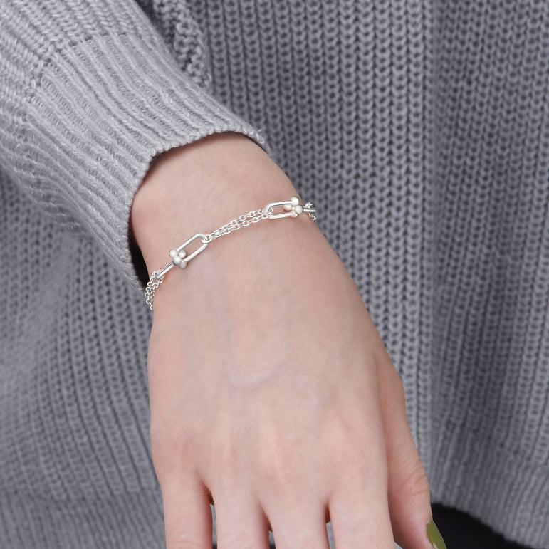 U Link Bracelet Mix Chain Bracelet Silver Bracelet