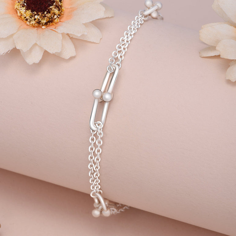 U Link Bracelet Mix Chain Bracelet Silver Bracelet