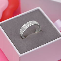 Double CZ Eternity Couple Engagement Rings for Him Promise Ring